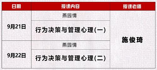 商业领袖EMBA高端总裁班9月上课授课内容